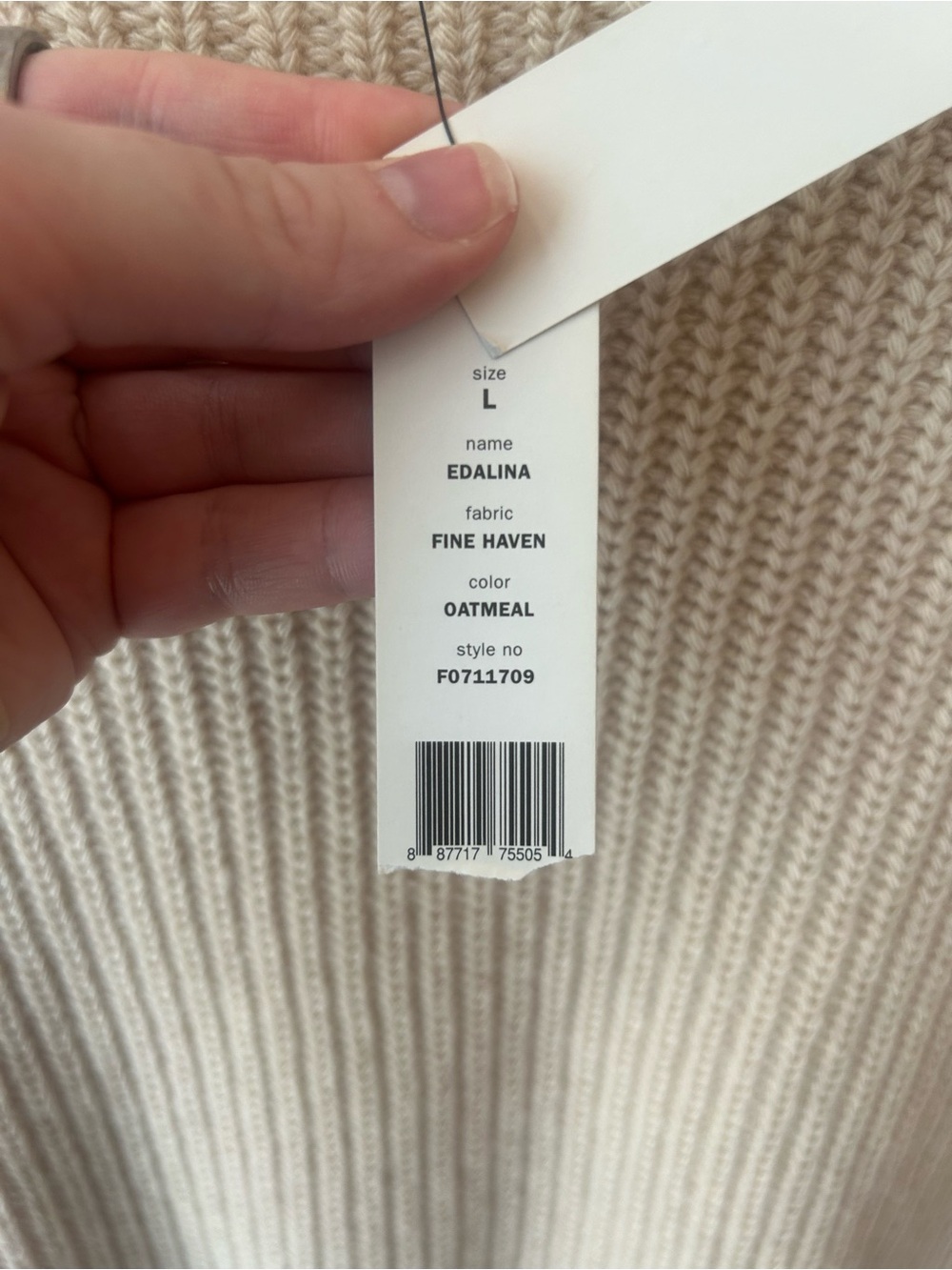 Theory Edalina Short-Sleeve Ribbed Wool/Cashmere Sweater in Oatmeal - Picture 3 of 8